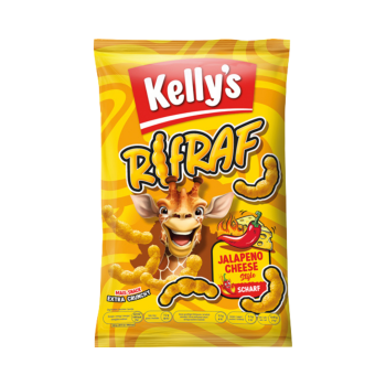 655589, Kellys Rifraf Jalapeno Cheese Style, Mais Snack, scharf, 80g